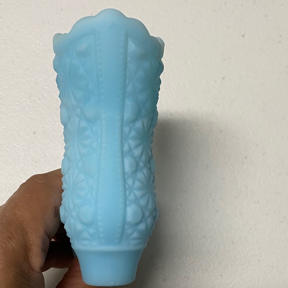 Fenton Blue Glass Boot Vase - Picture 6 of 8